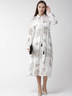 White printed viscose rayon maxi-dresses 4