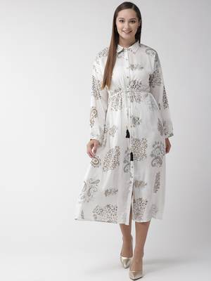 White printed viscose rayon maxi-dresses 5