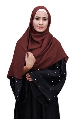 Justkartit Occasion Wear Salmon Color Plain Scarf Hijab For Women 2