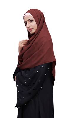 Justkartit Occasion Wear Salmon Color Plain Scarf Hijab For Women 3