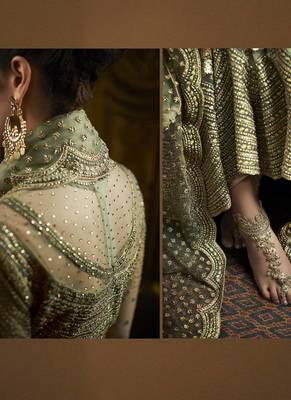 Royal Villa Light Green EMBROIDERED NET SEMI STITCHED SALWAR WITH DUPATTA 4