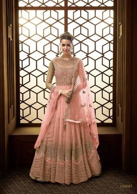 Royal Villa Light Pink EMBROIDERED NET SEMI STITCHED SALWAR WITH DUPATTA 1