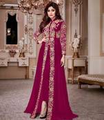 Royal Villa Pink Embroidered Faux Georgette Salwar Semi Stitched