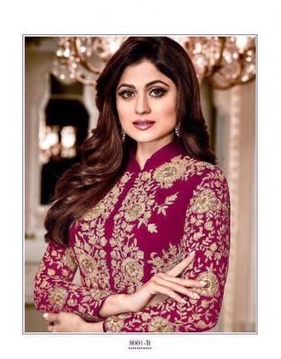 Royal Villa Pink Embroidered Faux Georgette Salwar Semi Stitched 2