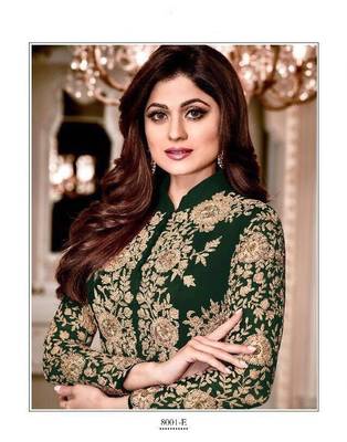Royal Villa Green Embroidered Faux Georgette Salwar Semi Stitched 2