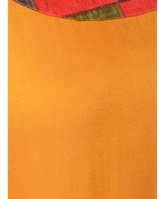 Mustard Solid Kurta With Printed Flared Palazzo Set 6