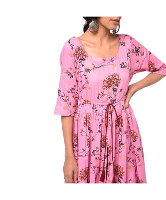 Pink Flary Kurta and Contrast Pallazo Set 3