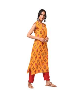 Mustard Straight Keyhole Kurta and Pant Set 3