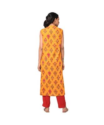 Mustard Straight Keyhole Kurta and Pant Set 4