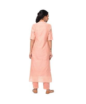 Peach Straight Kurta with Pants Set 4