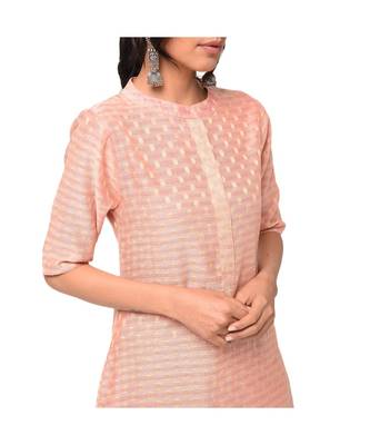 Peach Straight Kurta with Pants Set 5