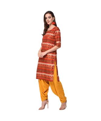 Red Contrasting Kurta Salwar Dupatta Suit Set 2