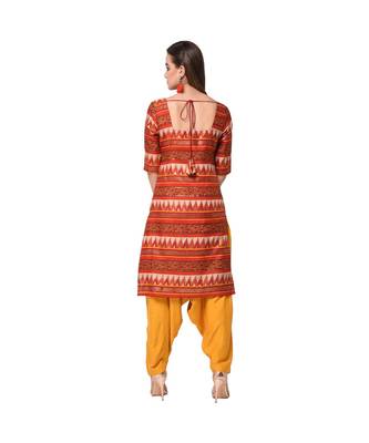 Red Contrasting Kurta Salwar Dupatta Suit Set 3