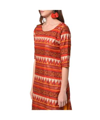 Red Contrasting Kurta Salwar Dupatta Suit Set 4