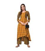 Mustard Printed Kurta with Coordinate Palazzo Set