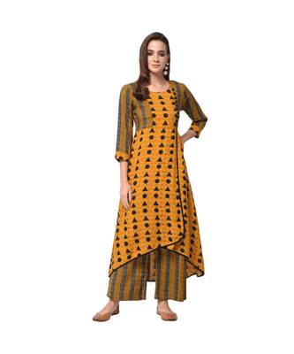 Mustard Printed Kurta with Coordinate Palazzo Set 2