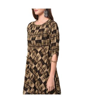 Brown Geometric Printed Asymmetric Kurta with Cowl Pants Set 4