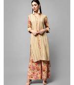 Brown Stripe Printed kurti with heavy flare floral Plazzo