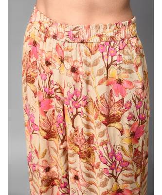 Brown Stripe Printed kurti with heavy flare floral Plazzo 6