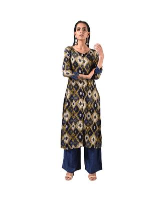 Blue Printed Kurti and Coordinated Plazzo Set 1