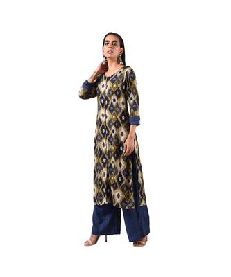 Blue Printed Kurti and Coordinated Plazzo Set 2