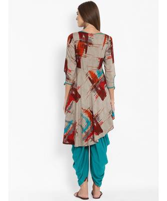 Grey Cowl Pant With Asymmetrical Kurti 3