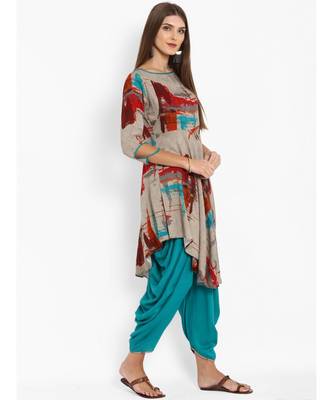 Grey Cowl Pant With Asymmetrical Kurti 5