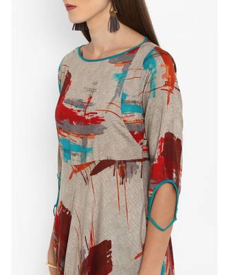 Grey Cowl Pant With Asymmetrical Kurti 6