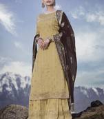 Light-yellow embroidered georgette salwar