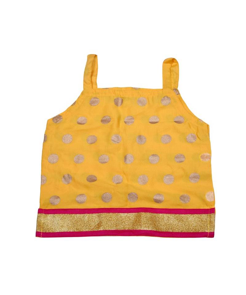 Baby Girls Skirt and Top Self Design Hand Block Gold Print