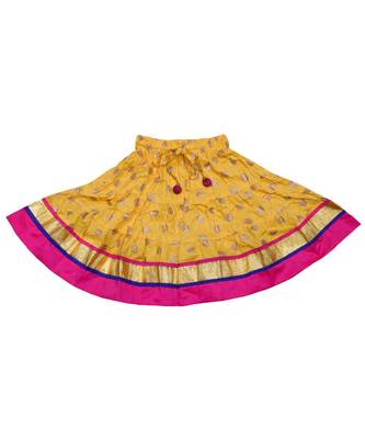 Baby Girls Skirt and Top Self Design Hand Block Gold Print 3