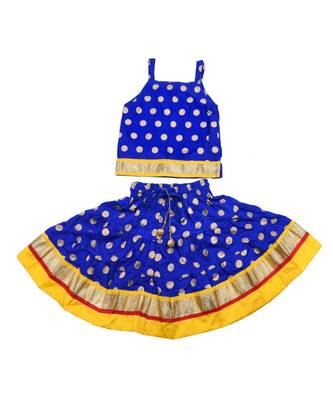 Baby Girls Skirt and Top Self Design Hand Block Gold Print 1