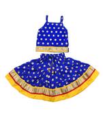 Baby Girls Skirt and Top Self Design Hand Block Gold Print