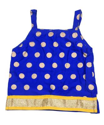 Baby Girls Skirt and Top Self Design Hand Block Gold Print 3