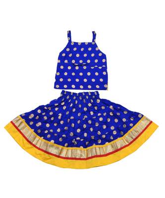 Baby Girls Skirt and Top Self Design Hand Block Gold Print 4