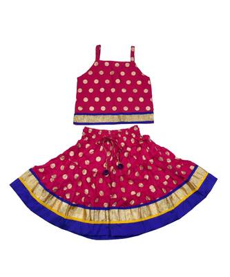 Baby Girls Skirt and Top Self Design Hand Block Gold Print 1