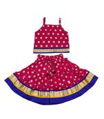 Baby Girls Skirt and Top Self Design Hand Block Gold Print