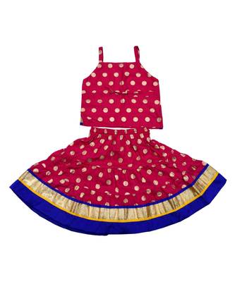 Baby Girls Skirt and Top Self Design Hand Block Gold Print 2