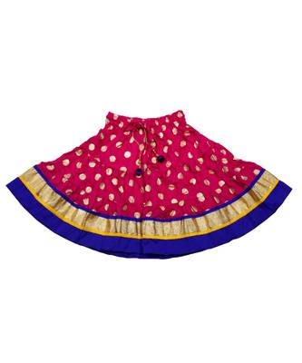 Baby Girls Skirt and Top Self Design Hand Block Gold Print 3