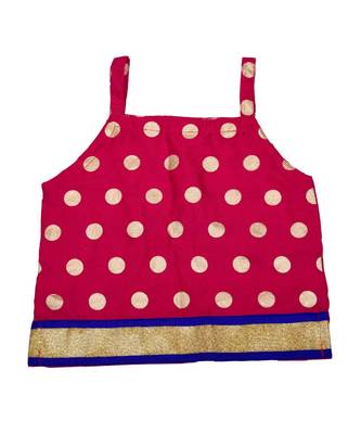 Baby Girls Skirt and Top Self Design Hand Block Gold Print 4