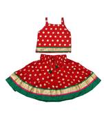 Baby Girls Skirt and Top Self Design Hand Block Gold Print