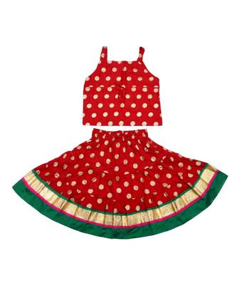 Baby Girls Skirt and Top Self Design Hand Block Gold Print 2