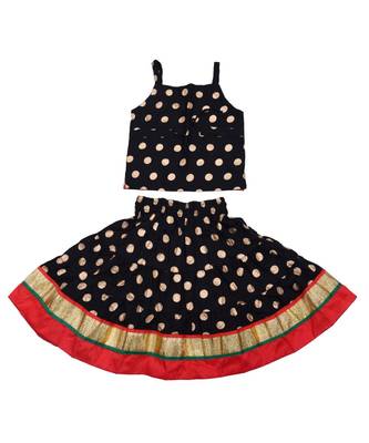 Baby Girls Skirt and Top Self Design Hand Block Gold Print 2