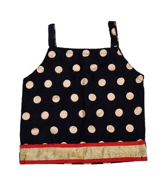 Baby Girls Skirt and Top Self Design Hand Block Gold Print 4