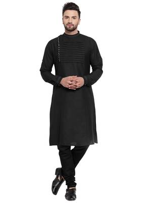 Designer Black Linen Kurta Pajama 1