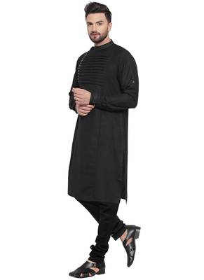 Designer Black Linen Kurta Pajama 3