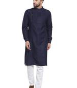 Designer Blue Linen Kurta Pajama