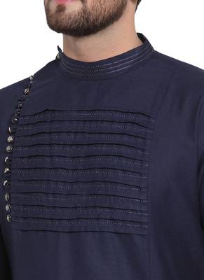 Designer Blue Linen Kurta Pajama 2