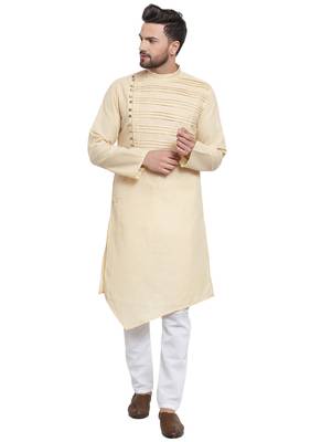 Designer Beige Linen Kurta Pajama 1