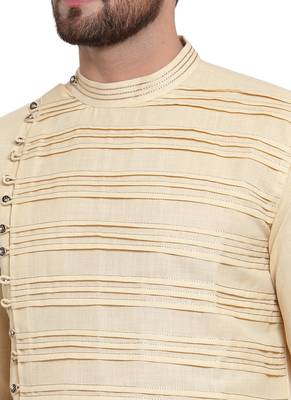 Designer Beige Linen Kurta Pajama 2